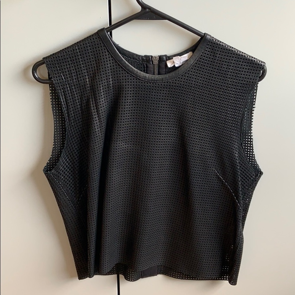 Helmut Lang cropped leather tank top